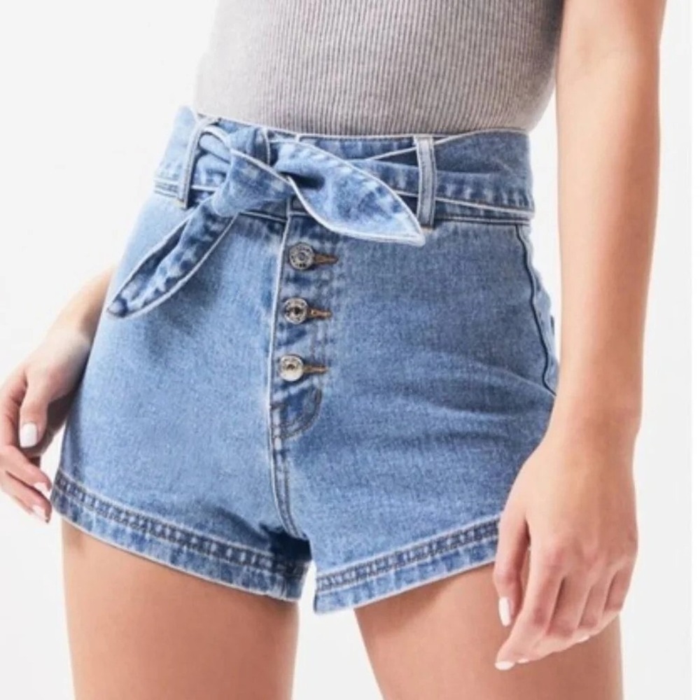PacSun Button‎ Fly Blue Jean High Waist Shorts Size 24